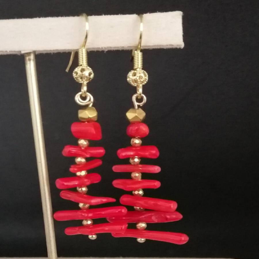 Tassel Earrings Boho - Vrouwen onregelmatige tak rode koraal lange