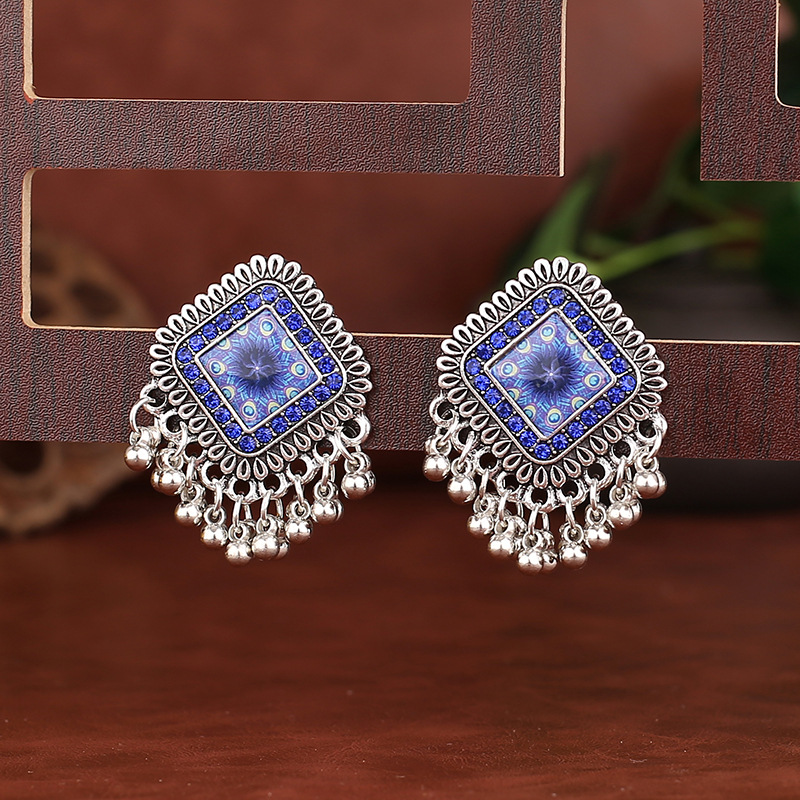 Tassel Earrings Boho - Vintage Etnische Zilver Kleur Vierkante Alloy