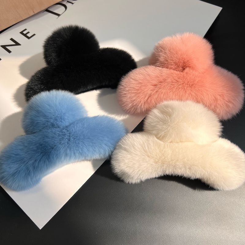 Hair Claw Clip Set - Winter Faux Bont Haarklauw Konijn Haar