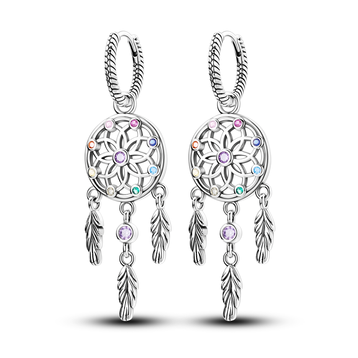 Tassel Earrings Boho - 925 Sterling Zilver Dreamcatcher Dangle Hoop