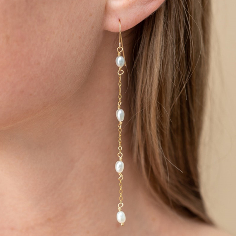 Tassel Earrings Boho - 14K Gold Filled Natural Pearl Oorbellen