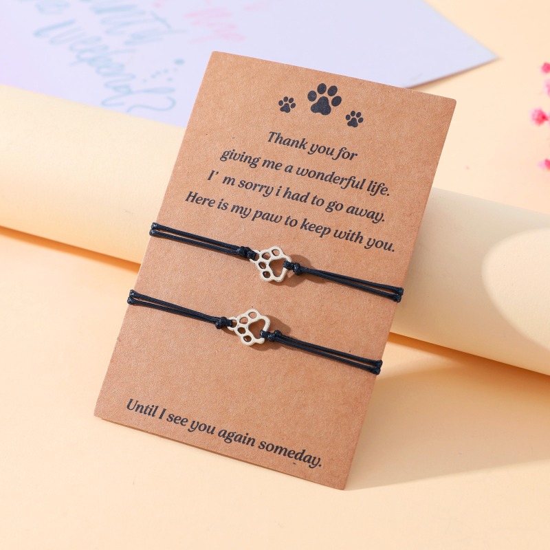 Women Accessories Meaning - Verstelbare paararmbanden met pootafdruk en handgeweven