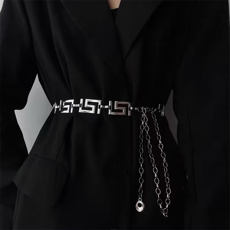 Women'S Jeans Accessories Chain - Griekse sleutel geometrisch gekoppelde metalen tailleketting