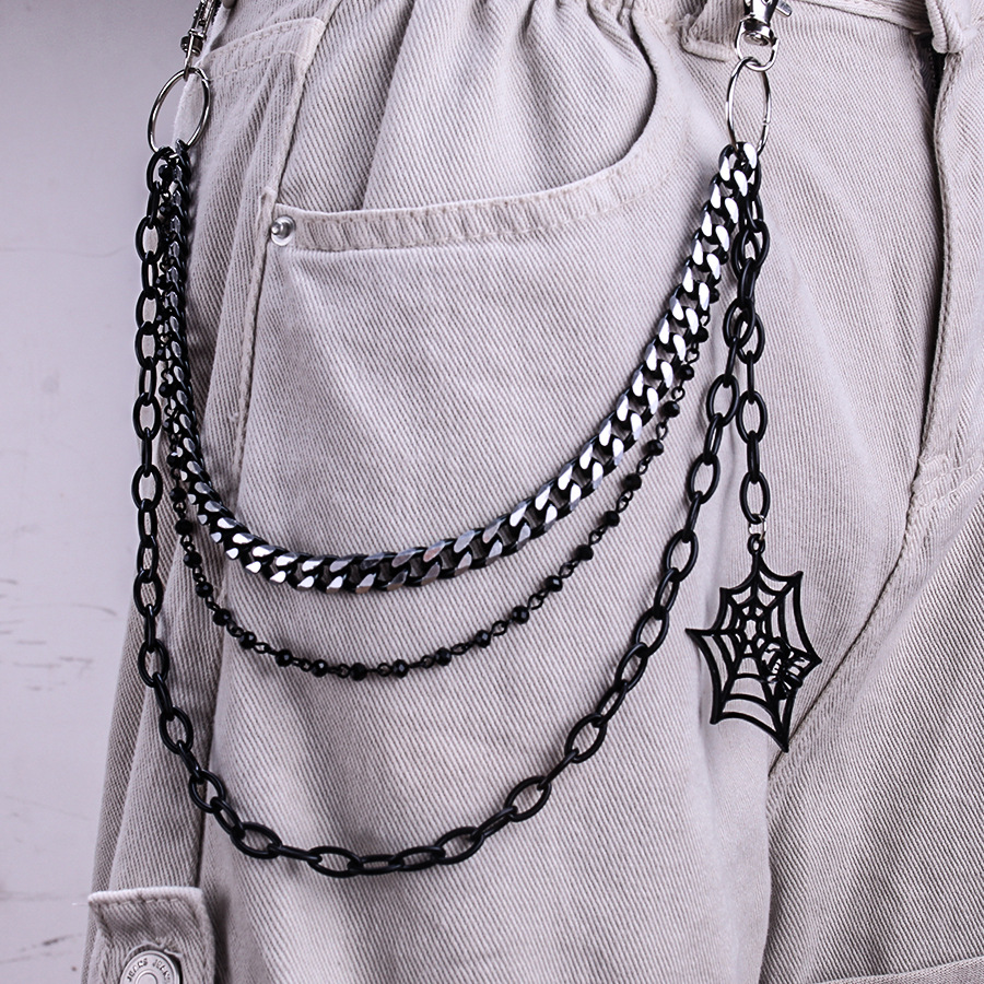 Women'S Jeans Accessories Chain - Halloween Spider Web Broekketting Dames Heren