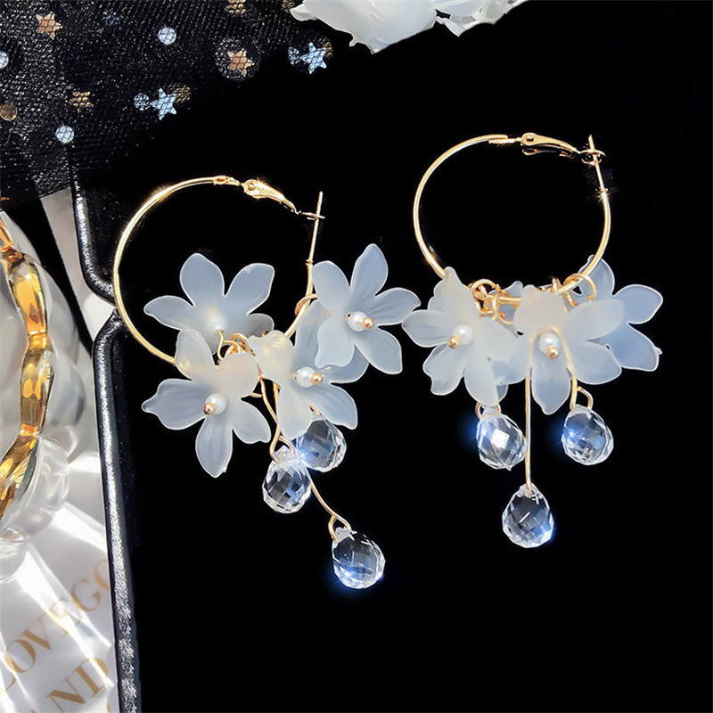Women'S Accessories Trends 2026 - Koreaanse Mode Zirkoon Witte Bloem Oorbellen