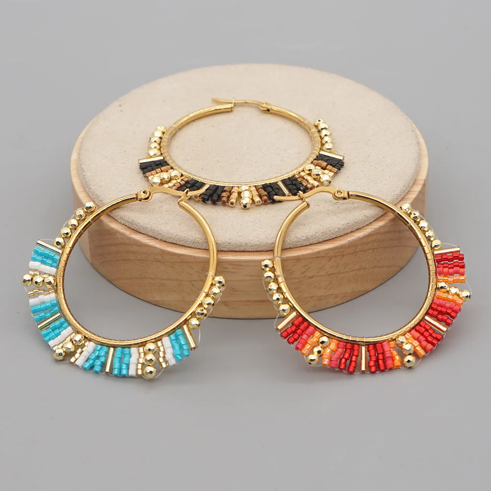 Tassel Earrings Boho - Grote Cirkel Oorbellen Hand Kralen Bohemen
