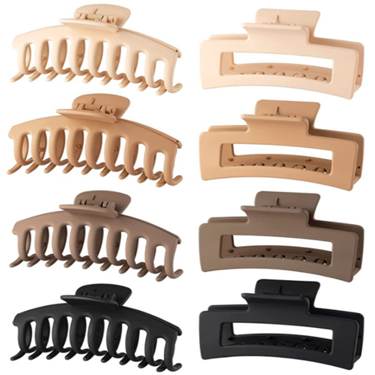 Hair Claw Clip Set - Zwarte haarclips voor dames - 8-pack