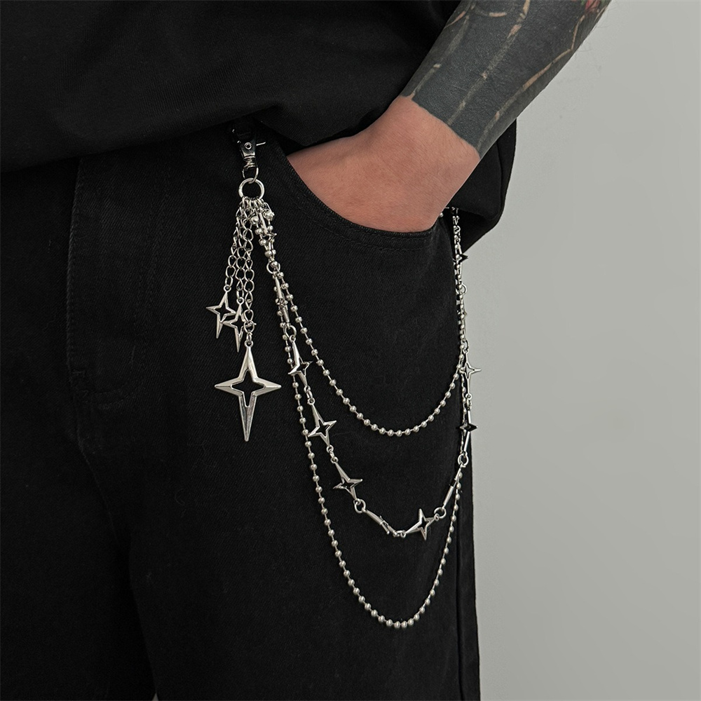Women'S Jeans Accessories Chain - Punk Multilayer Metal Star Hanger Broekketting