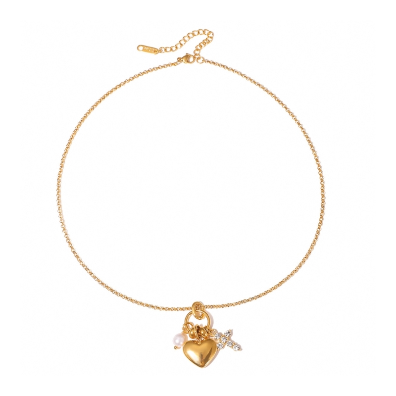 Women Accessories Meaning - Verstelbare ketting hart kruisbeeld parels hanger