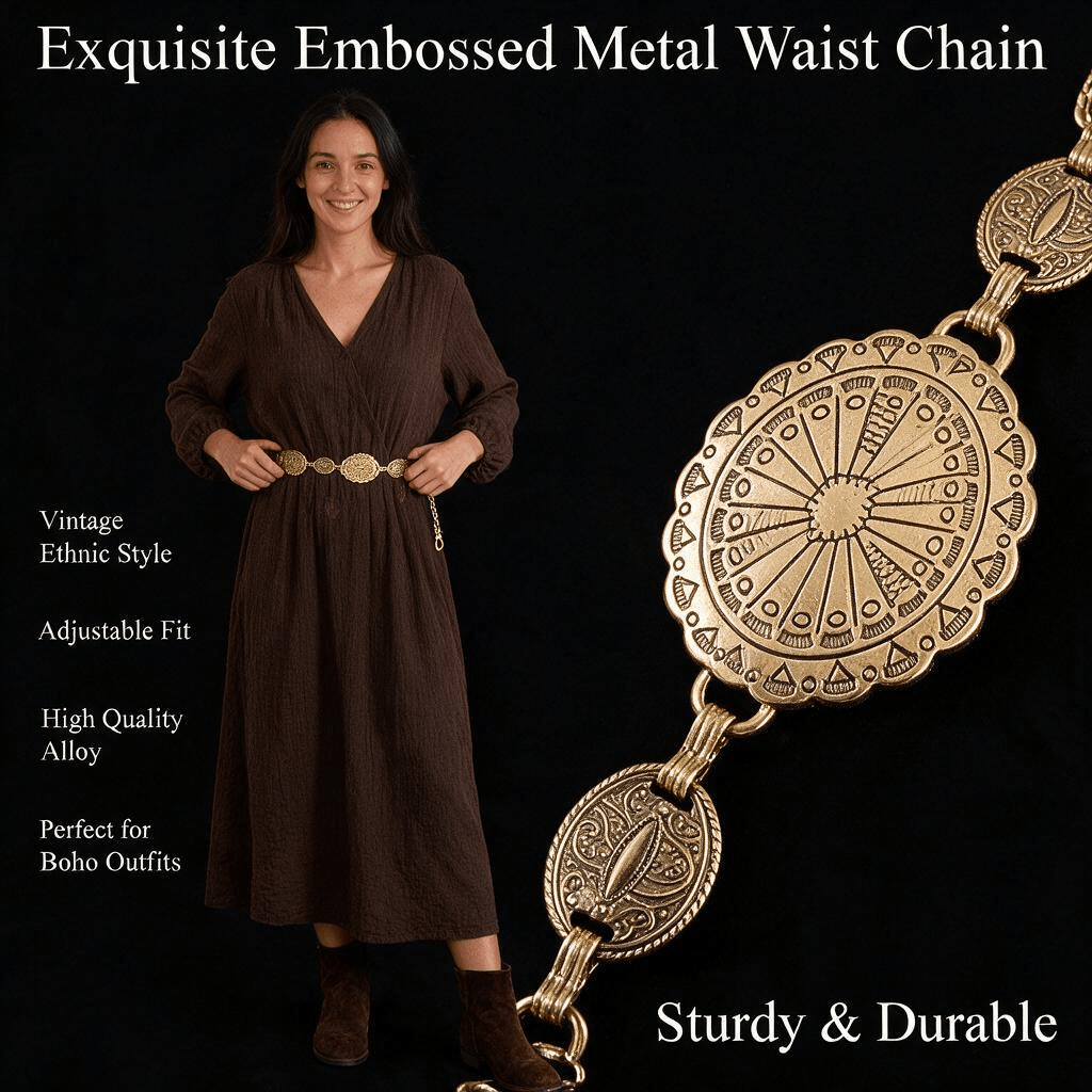 Women'S Jeans Accessories Chain - Dames Western Metalen Concho Kettingriem, Verstelbare