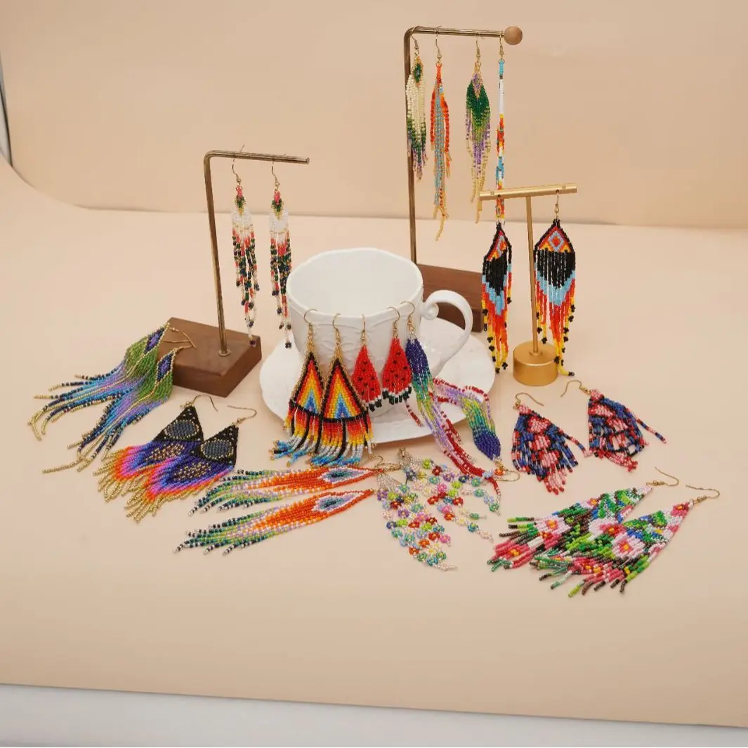 Tassel Earrings Boho - Kralen Oorbellen Kwastje Originaliteit Bloemen Ontwerp