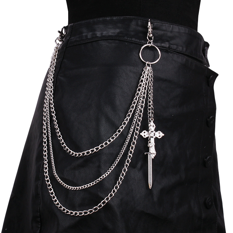 Women'S Jeans Accessories Chain - Hip Hop Schedel Kruis Broek Taille