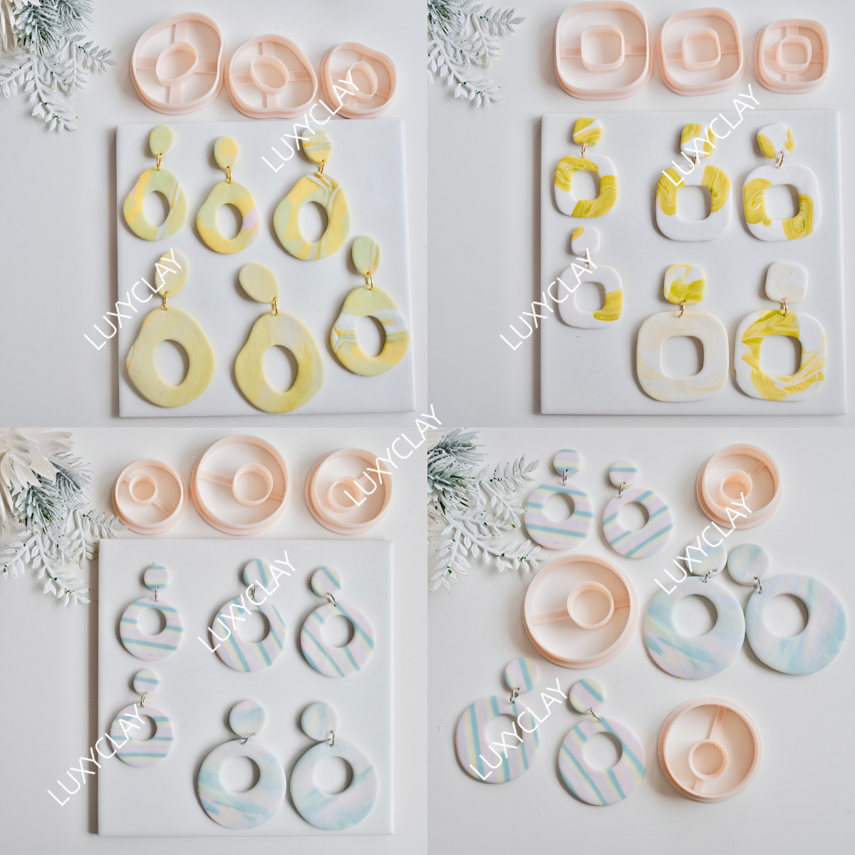 Tassel Earrings Boho - 3 stuks holle cirkel vierkante donutvormige