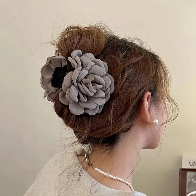 Hair Claw Clip Set - Franse Stof Rose Bloem Haar Klauw