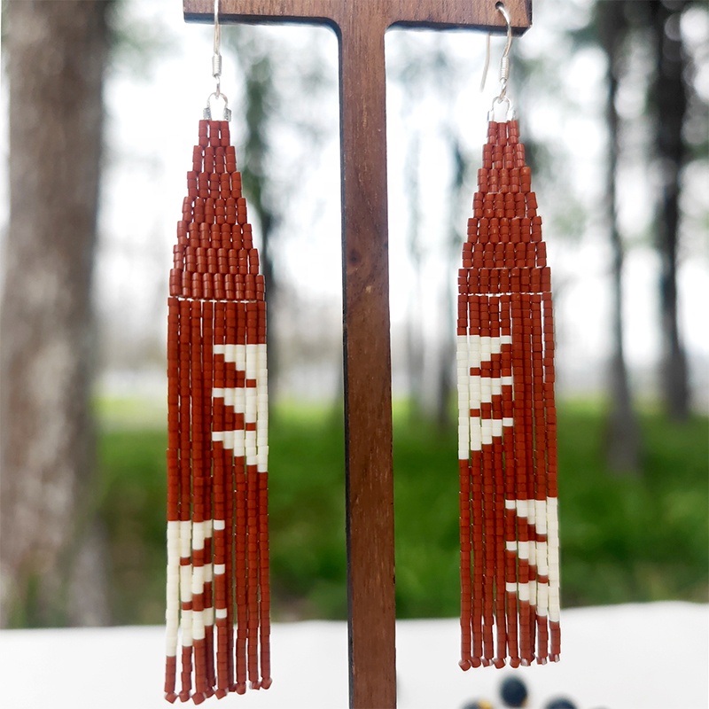 Tassel Earrings Boho - Oorbellen met kralen Kwastje blad Symmetrie
