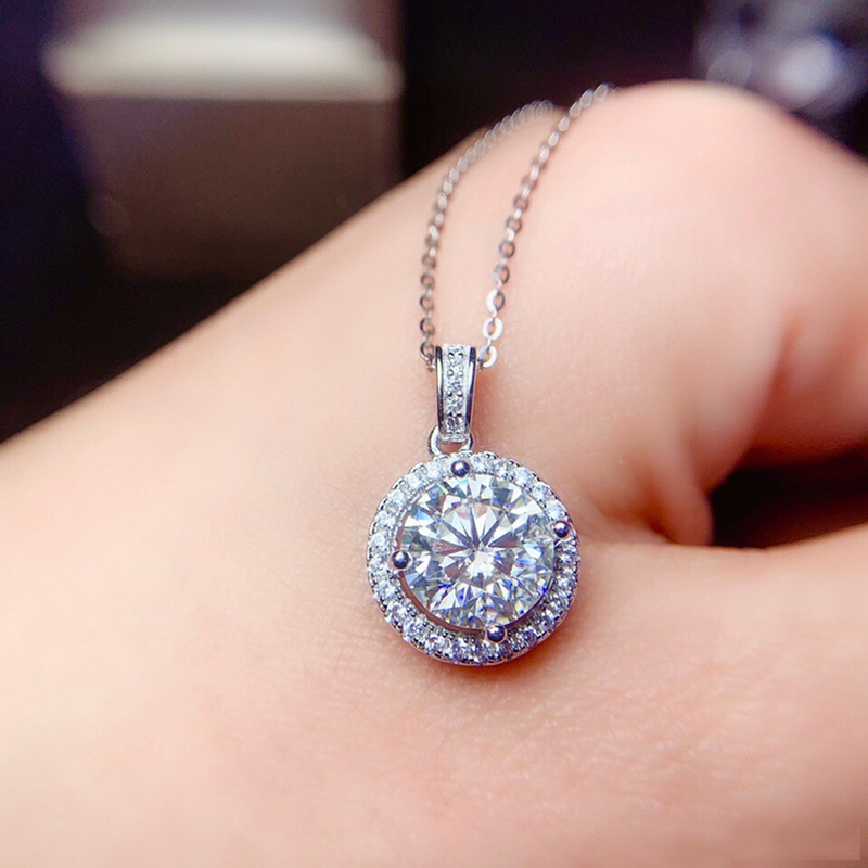 0,5-2ct Ronde Moissanite Ketti - Charm Necklace Dainty recensie en prijs
