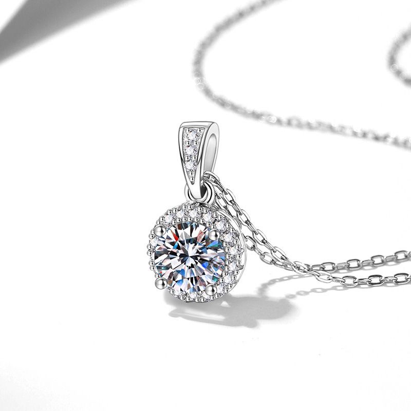 0,5-2ct Ronde Moissanite Ketti - Charm Necklace Dainty recensie en prijs